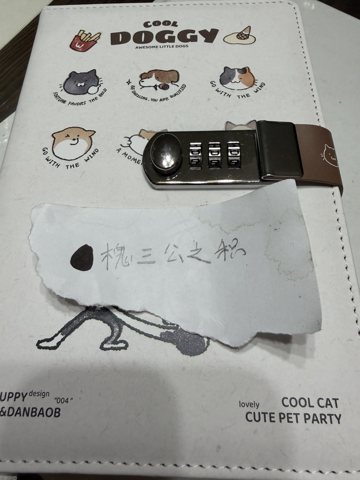 陆添辰发来的陆添时密码笔记本照片